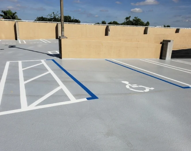 newly stripped parking lot